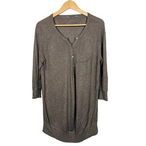 Vince Over Size V Neck Knit Pocket Tee Knit 3/4 Sleeve Casual - S